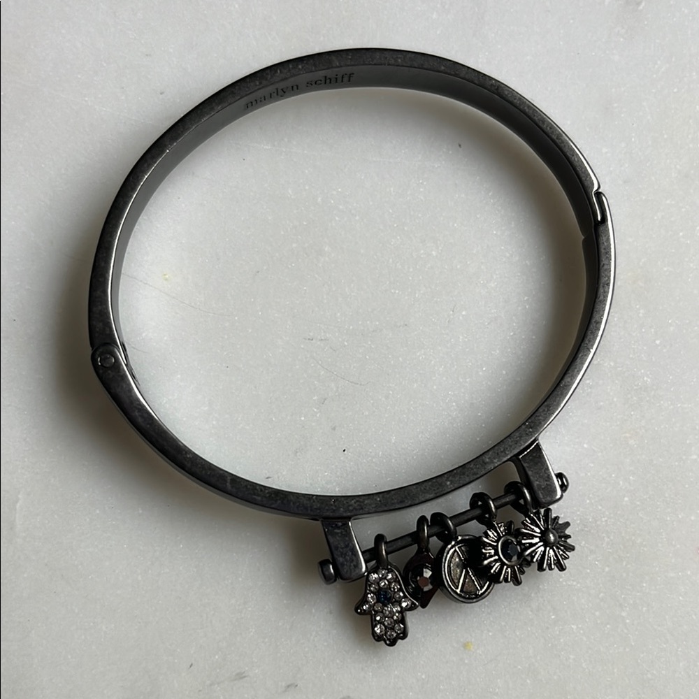 Marlyn‎ Schiff Dark Silver Charm Bracelet Bangle NWT